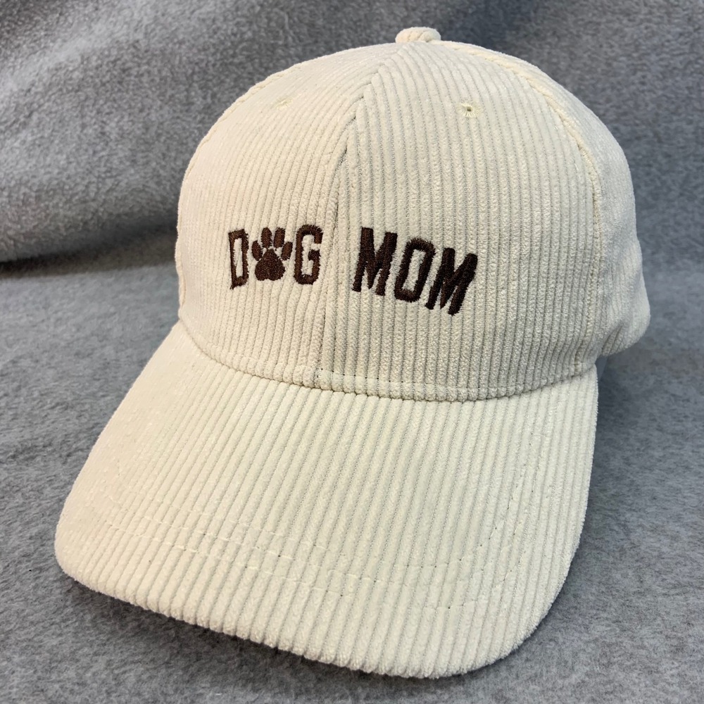 Dog Mom Women Cream Unbranded Baseball Cap Corduroy Paw Print OSFM